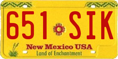 NM license plate 651SIK