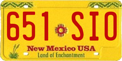 NM license plate 651SIO