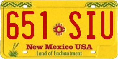 NM license plate 651SIU
