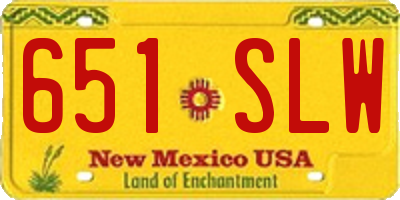 NM license plate 651SLW