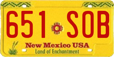 NM license plate 651SOB