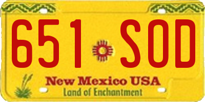 NM license plate 651SOD