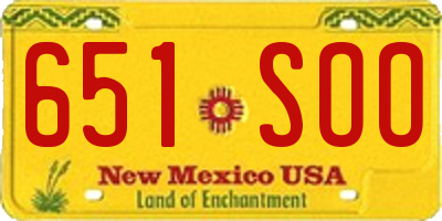 NM license plate 651SOO