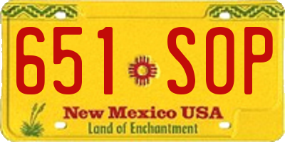 NM license plate 651SOP