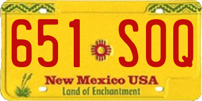 NM license plate 651SOQ