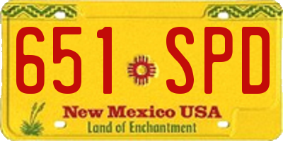 NM license plate 651SPD