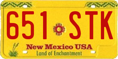 NM license plate 651STK