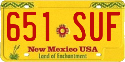 NM license plate 651SUF