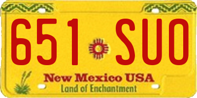 NM license plate 651SUO