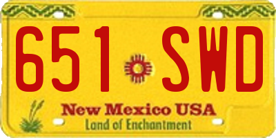 NM license plate 651SWD