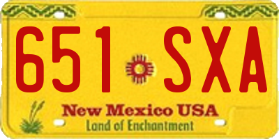 NM license plate 651SXA