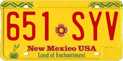 NM license plate 651SYV