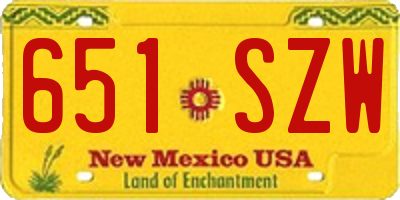 NM license plate 651SZW