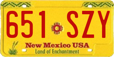 NM license plate 651SZY