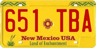 NM license plate 651TBA