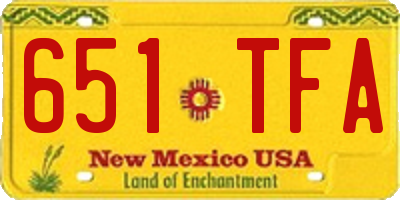 NM license plate 651TFA