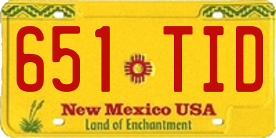 NM license plate 651TID