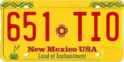 NM license plate 651TIO
