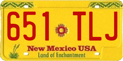 NM license plate 651TLJ