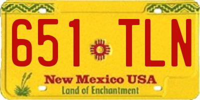 NM license plate 651TLN