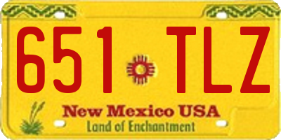 NM license plate 651TLZ