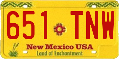 NM license plate 651TNW