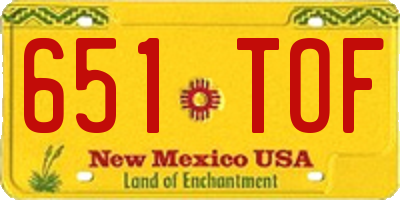 NM license plate 651TOF
