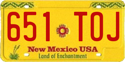 NM license plate 651TOJ