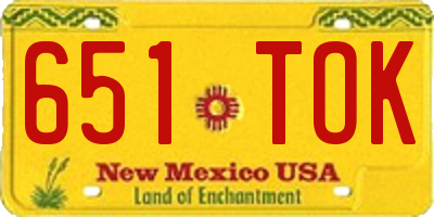 NM license plate 651TOK