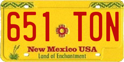 NM license plate 651TON
