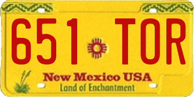 NM license plate 651TOR