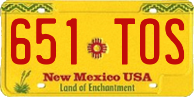 NM license plate 651TOS