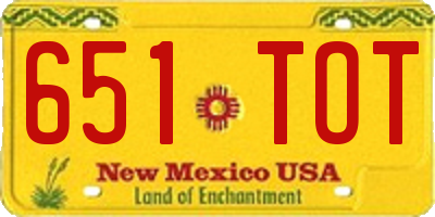 NM license plate 651TOT