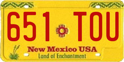 NM license plate 651TOU