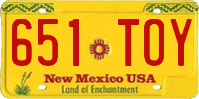 NM license plate 651TOY