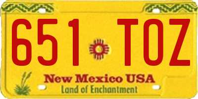 NM license plate 651TOZ