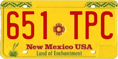 NM license plate 651TPC