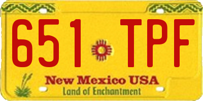 NM license plate 651TPF
