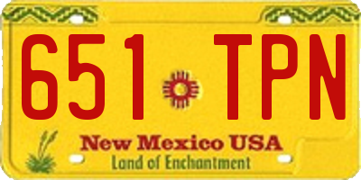 NM license plate 651TPN