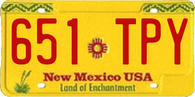 NM license plate 651TPY