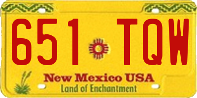 NM license plate 651TQW
