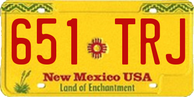 NM license plate 651TRJ