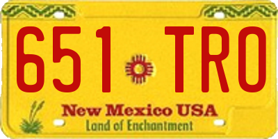 NM license plate 651TRO