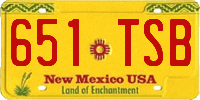 NM license plate 651TSB