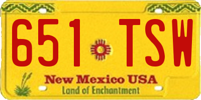 NM license plate 651TSW