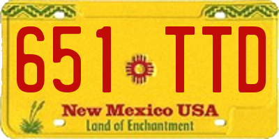 NM license plate 651TTD