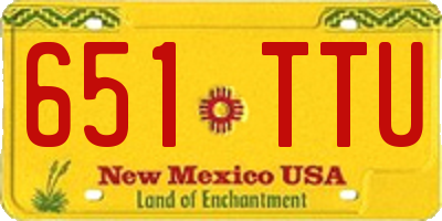 NM license plate 651TTU