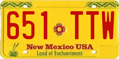 NM license plate 651TTW