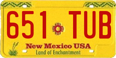 NM license plate 651TUB