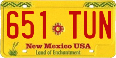 NM license plate 651TUN